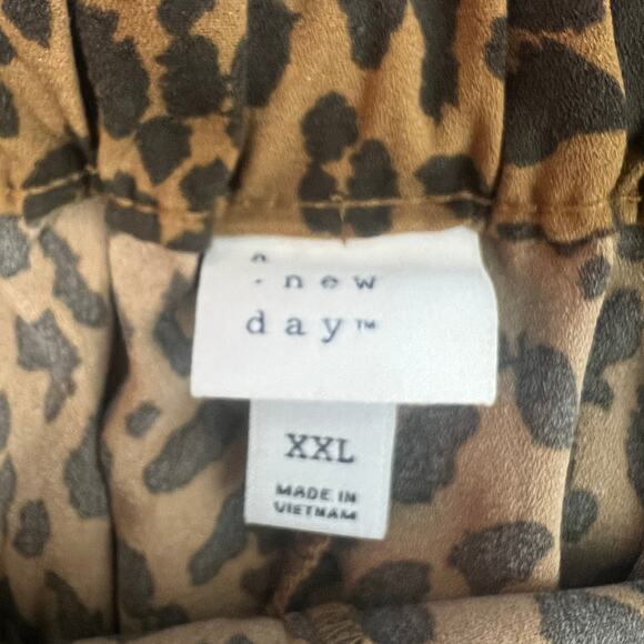 A New Day Cheetah Print Women's High Waisted Shorts w/ Tie Size XXL Pockets - Picture 2 of 12